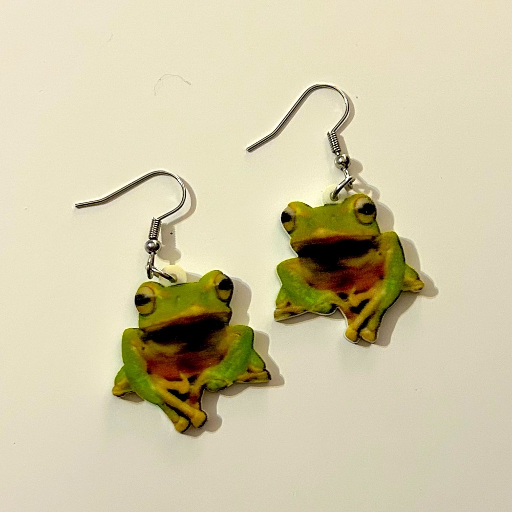 💍5/$10 Green frog earrings